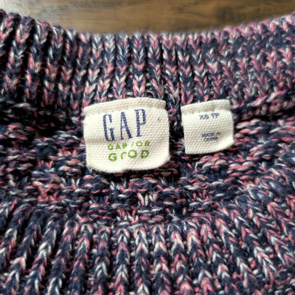 Gap classic cable knit crew neck sweater navy pink size XS - Picture 10 of 16